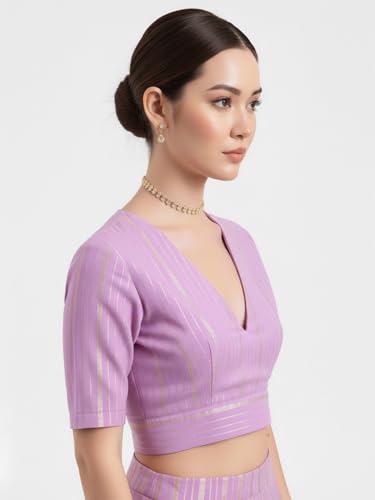 Image of Thevasa Women's Everyday Divine Depth V Neck Half Sleeves Blouse