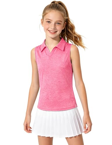 Image of Auranso Girls Polo Shirts Sleeveless Golf Tennis Quick Dry T-Shirts Tops
