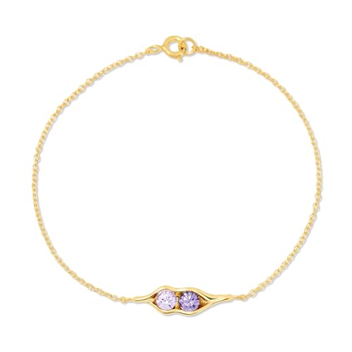 EVE'S ADDICTION Custom Two Stone Pea in a Pod Bracelet - Custom Gold Tone Peas in a Pod Jewelry - Maternity Bracelet - Gift for New Mom - Push Present - Gifts for Mom
