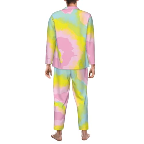 Spiral Swirly Tie Dye Mens Pajamas Set Button Down Sleepwear Set Long Sleeve Loungewear With Pockets2