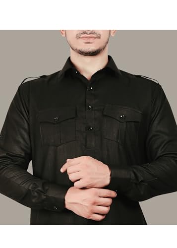 Image of K-ROYALS Men's Cotton Blend Pathani Kurta Pyjama Suit