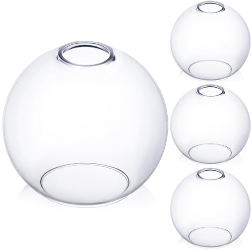 Image of Glooglitter 4 Pack Fixture Replacement Globe Shade 8 Inch Diameter E26 Base 1-5 /8 Inch Fitter Round Glass Globe Lampshade Cover for Pendant Wall Sconce Chandelier Vanity Light (Clear)