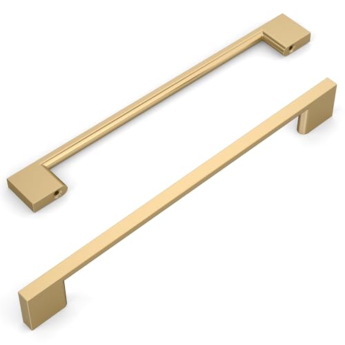 Amerdeco 10 Pack Champagne Bronze Cabinet Pulls 10 Inch(254MM) Hole Centers Kitchen Cabinet Handles Cabinet Hardware Kitchen Handles for Cabinets Cupboard Handles Drawer Pulls ZH0060