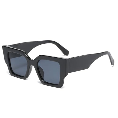 Lunettes de soleil carrées LVTFCO pour femmes et hommes look rétro irrégulier noir gris