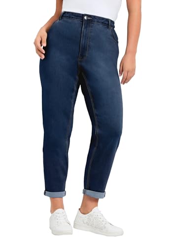 Avenue Women's Plus Size Denim Girlfriend Stretch Jean - 14, Mid Wash