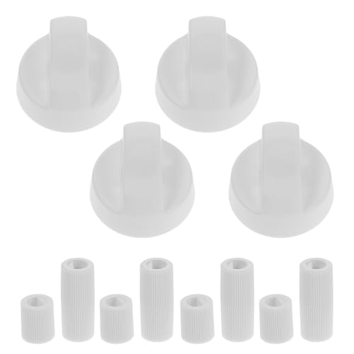 Yardenfun Gasherd Steuerknöpfe 4 Stück mit 12 Adaptern Weiß Ersatzteile für Backofen und Kochfeld Geeignet für Elektro und Gasherde Einfache Montage in Küche