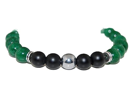 Bracelet méditation en jade vert et onyx mat pour le yoga