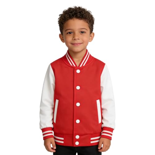 Image of LittleSpring Boys Girls Varsity Baseball Jacket Zip Up Bomber Jacket Thin 2-10Years