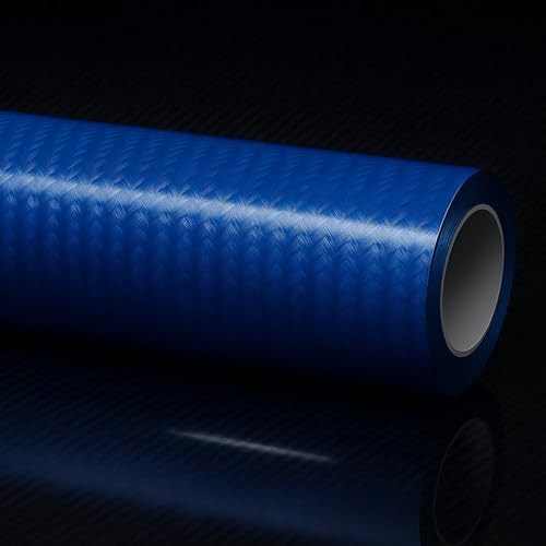 RockRose 7D Super Glossy 7D Blue Carbon Fiber Vinyl Wrap, Anti-Wrinkle, Air Release Automotive Bubble Wrap, Self Adhesive Car Vinyl Sticker DIY Decals 1FT x 5FT
