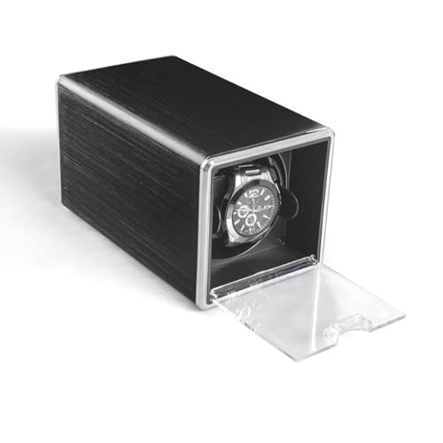 OUZVI Automatic Single Watch Winder For 1 Watches Self-Winding Mechanical Watch Box Case Pu Leather Metal Watches Rotation Storage Display Box With Quiet Motor For Men An,A (A)