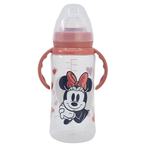 Imagen de BIBERON CUELLO ANCHO 360 ML TETINA SILICONA 3 POSICIONES CON ASAS MINNIE MOUSE HEART FULL