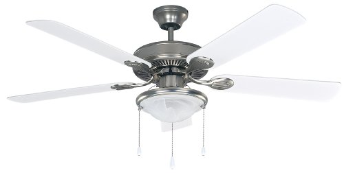 Canarm Ltd Kincade Bpt 52 Alabaster 2 Bulb Light Kit, 52-Inch Ceiling Fan With 5 Blades, White/Bleach Oak #TOP12