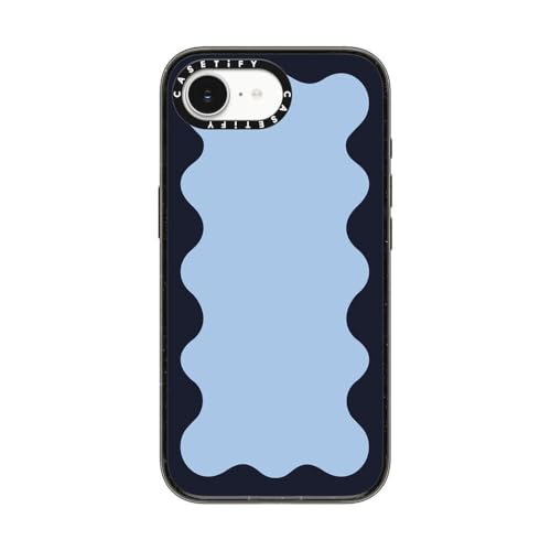 CASETiFY �C���p�N�gMagSafe�Ή� iPhone 16e �P�[�X [MIL�K�i���� (4x MIL-STD-810G)/2.5m����̗����������N���A/���C�����X�[�d�����MagSafe�Ή�] - Blue Background Wavy Bo