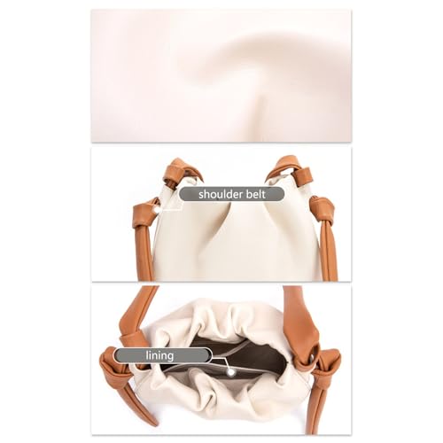 Trendige, strukturierte weiche PU-Umhängetasche, große Kapazität, Schultertasche, trendiger Knoten für Damen, Lazy Knot, weiß, One Size