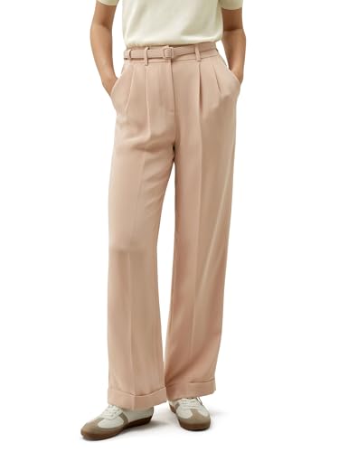 LilySilk Women 100% Silk Suit Pants Back Elastic Straight Leg Solid Casual Trousers for Ladies Work Spring Mahogany Rose