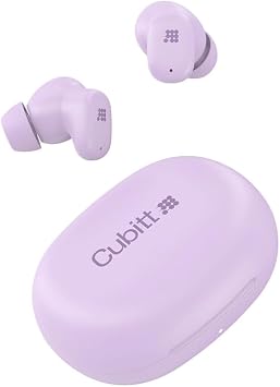 Cubitt Power Buds Wireless Earbuds with ANC & Transparency Mode Bluetooth 6.0, Low Latency, Touch Controls, 500mAh Case Light Lilac