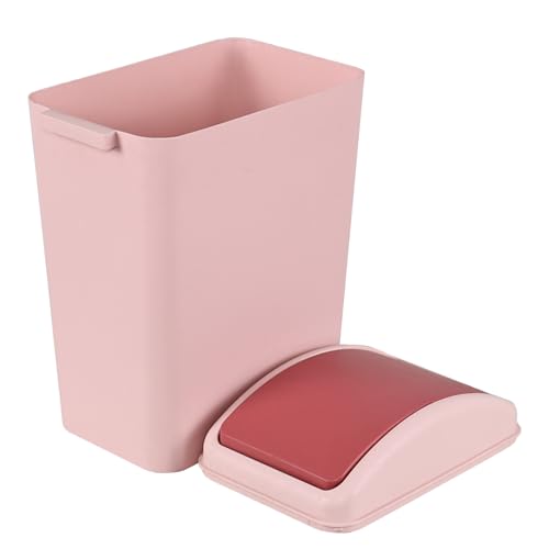 Caneca de basura plástica 4 galones con tapa rosa miniatura 7