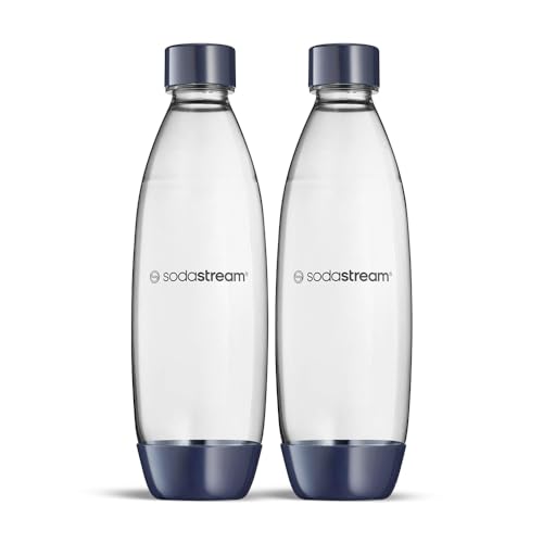 sodastream Lot de 2 bouteilles fusionnées lavables au lave-vaisselle pour gazeur DUO, TERRA, ET-TERRA, ART, GAIA, bleu foncé
