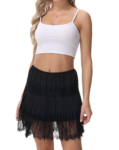 Image of Vanrose Jan Lace Shirt Extender for Women Layering Fake Top Lower Sweep Shirt Hollow Half Length Skirt