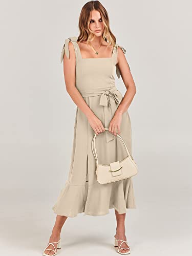 Image of ANRABESS Women's Square Neck Ruffle Split Midi Elegant Formal Wedding Guest Cocktail Bridesmaid Graduation Party Dresses