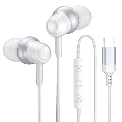 Samsung Galaxy S24 Ultra S23 S22 Fe A55 A54用USB Cヘッドフォン有線、マイク付きUSB Cイヤホン、iPhone 15 Plus Pro Max、iPad Proシリーズ、Pixel 8/7/6、タブレット、ノ