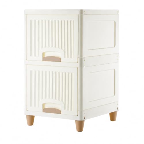 TWIMAL Multi-Purpose Modular Storage Cabinet with Foldable Compartments, Stackable Organizer Box with Doors & Raised Legs for Clothes, Books, Kitchen 