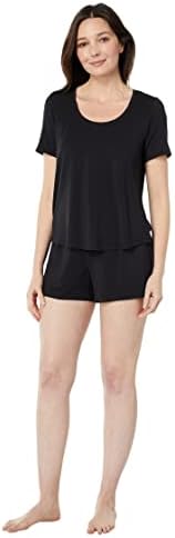 Barefoot Dreams Luxe Milk Jersey Scoop Neck Short Set, Black, SM