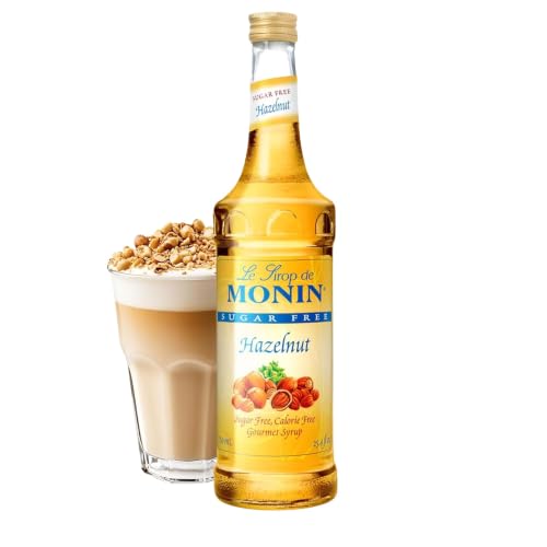 Monin - Sugar Free Hazelnut Syrup, Nutty Taste of Caramelized Hazelnut, Great for Mochas, Lattes, Smoothies, Shakes, and Cocktails, Non-GMO, Gluten-Free (750 ml)