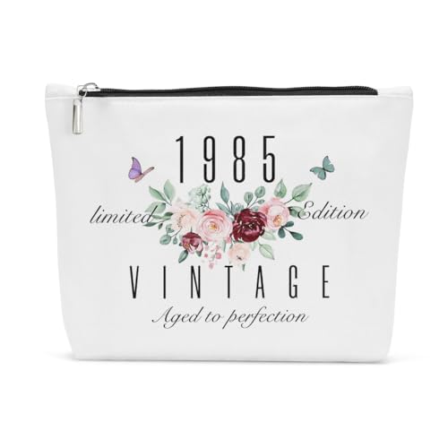 JIUWEIHU 40th Birthday Gifts for Women, 40th Birthday Decorations Present, 40 Year Old Birthday Gift Ideas for Sisters, Friend, Coworker, Grandma, Mom, Boss 1985 Limited Edition Makeup Bag