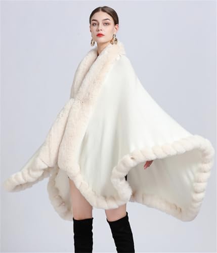 Obosoyo Wrap Cape Women Faux Fur Collar Shawl Knit Poncho Cloak Cardigan Coat Evening Dress2