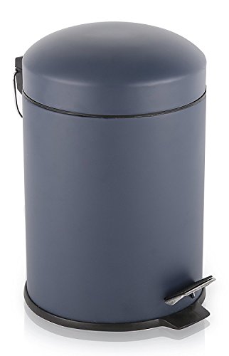 BINO Stainless Steel 1.3 Gallon / 5 Liter Round Step Trash Can, Matte Navy
