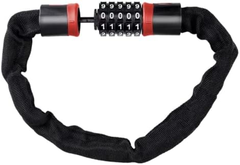 Bicycle Lock Combination Lock 6 mm High Security Chain Lock with 5-Digit Code, Hardened Steel Weatherproof Bike Lock for Bicycle, Motorcycle, Scooter (600mm/blk)