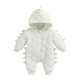 Merqwadd Newborn Baby Boy Girl Snowsuit Dinosaur Hooded Jumpsuit Warm Onesie Cute Zipper Romper Infa