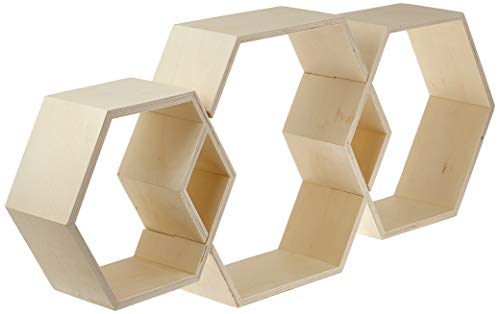 Glorex Gmbh - Glorex Design-Rahmen Holz Sechseck 3 Stück Bastelmaterial