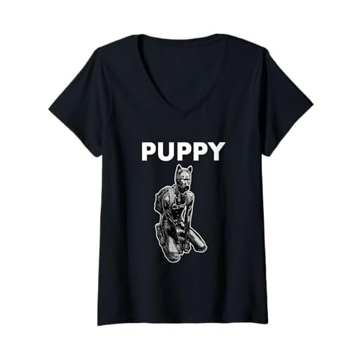Damen Doggy Petplay Hundespielzeug für einen menschlichen Welpen T-Shirt mit V-Ausschnitt