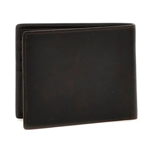 Guess Portafoglio Roma Flat Bi-Fold In Pelle Solida Marrone - 2