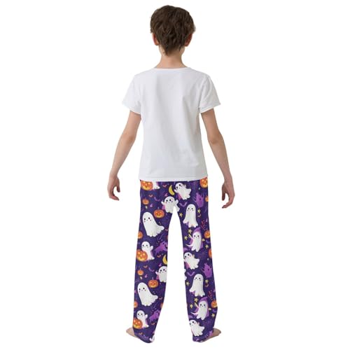 Boys' Pants Halloween Ghosts Bats Dark Purple Long Bottoms Jogger Pants Elastic Waist Trousers with Pockets S-XL3