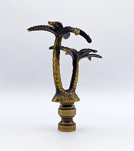 Image of Lamp Finial-Coconut Palm Tree-Antique Brass Finish, Highly Detailed Metal Casting