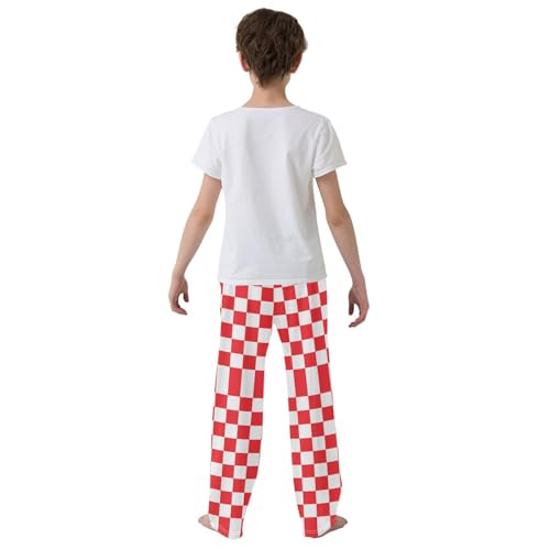 Red White Checkerboard Pajama Pants Long Sleep Pant Soft PJ Bottoms Sleepwear3