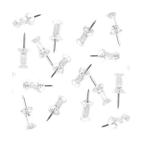 Push Pins 200 Count, Push Pins Tacks,DEEINN Push Pins, Clear Plastic Head, Steel Point, Clear Thumb Tacks Steel Point, Plastic Head Steel Pin Cover