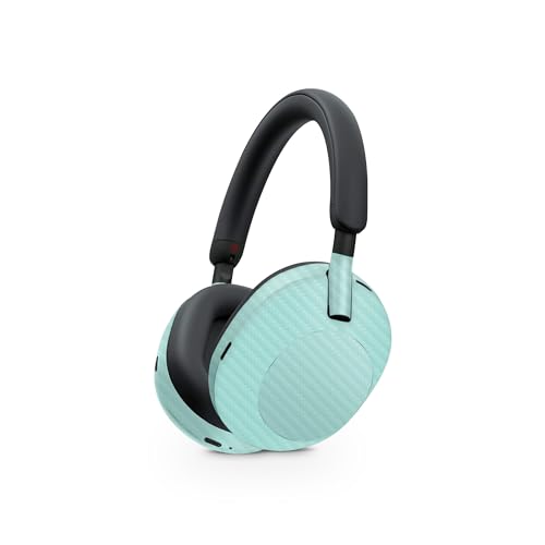 Image of MightySkins Carbon Fiber Skin Compatible with Sony WH-1000XM5 Headphones - Solid Seafoam | Protective, Durable Textured Carbon Fiber Finish | Easy to Apply