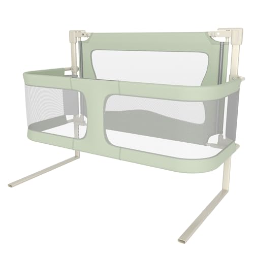 HUOLE Sponda Letto Bambini Letto Matrimoniale Anticaduta Protezione Barriera di sicurezza per Letti Ringhiera Spondinaletto Regolabile in Altezza120 x 50 x 105 cm (verde menta)