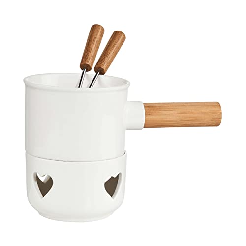BUTLERS Schokofondue Set Porzellan 250ml 2 Personen - Teelichthalter mit Herzmuster, Edelstahlgabeln mit Bambusgriff - Schmelztopf ideal für Obst, Kekse, Weihnachtsplätzchen BUTLERS Schokofondue Set Porzellan 250ml 2 Personen - Teelichthalter mit Herzmuster, Edelstahlgabeln mit Bambusgriff - Schmelztopf ideal für Obst, Kekse, Weihnachtsplätzchen