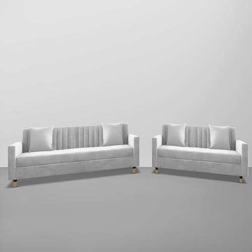 Image of Casaliving Garcia 3+2 Seater Sofa Set for Living Room (Grey)