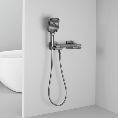 Robinet de baignoire mural chic en laiton et kit douchette durable - 5