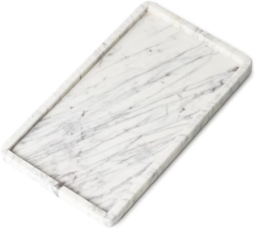 Cork & Mill Marble Tray for Bathroom Countertop, Kitchen Counter, or Catchall – 13″ x 7½” Large Vanity Tray for Skincare or Perfume – Handcrafted Natural White Marble Stone Organizer Cork & Mill Marble Tray for Bathroom Countertop, Kitchen Counter, or Catchall – 13″ x 7½” Large Vanity Tray for Skincare or Perfume – Handcrafted Natural White Marble Stone Organizer