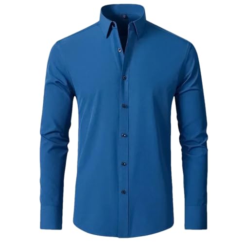 Chemise d'été décontractée pour homme en coton bleu taille L