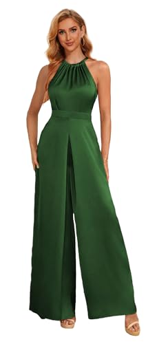 Cxrazyworm Satin Emerald Green Jumpsuit
