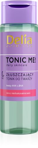 Delia Cosmetics - Tonic Me - Tónico Exfoliante - Piel con imperfecciones - Ácidos AHA y BHA, Ácidos Salicílicos, Glicólicos, Lácticos - Exfolia, Limpia, Hidrata, Regenera - Cosmético Vegano -200ml