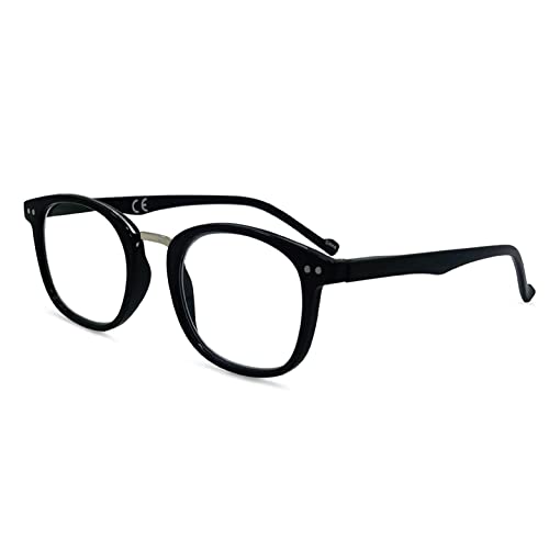 Image of In Style Eyes Modern Reading Glasses - Full-rimmed, Classic Oval Style, Lightweight Frame with Metal Spring Hinges - Black - 3.5x